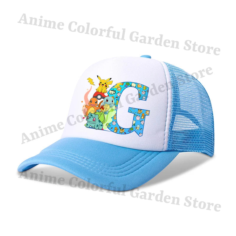 Anime Pokemons Parent-child Baseball Cap Pikachu Cartoon Letter Printed Flat Caps Men Women Kids Summer Breathable Hip Hop Hats
