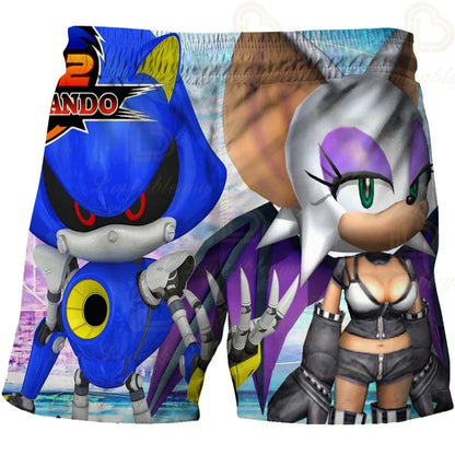 Pantalones infantiles de moda impresos en 3D: pantalones cortos S-Sonici, ropa de playa para niños, bañadores, trajes de baño, pantalones cortos de playa y pantalones