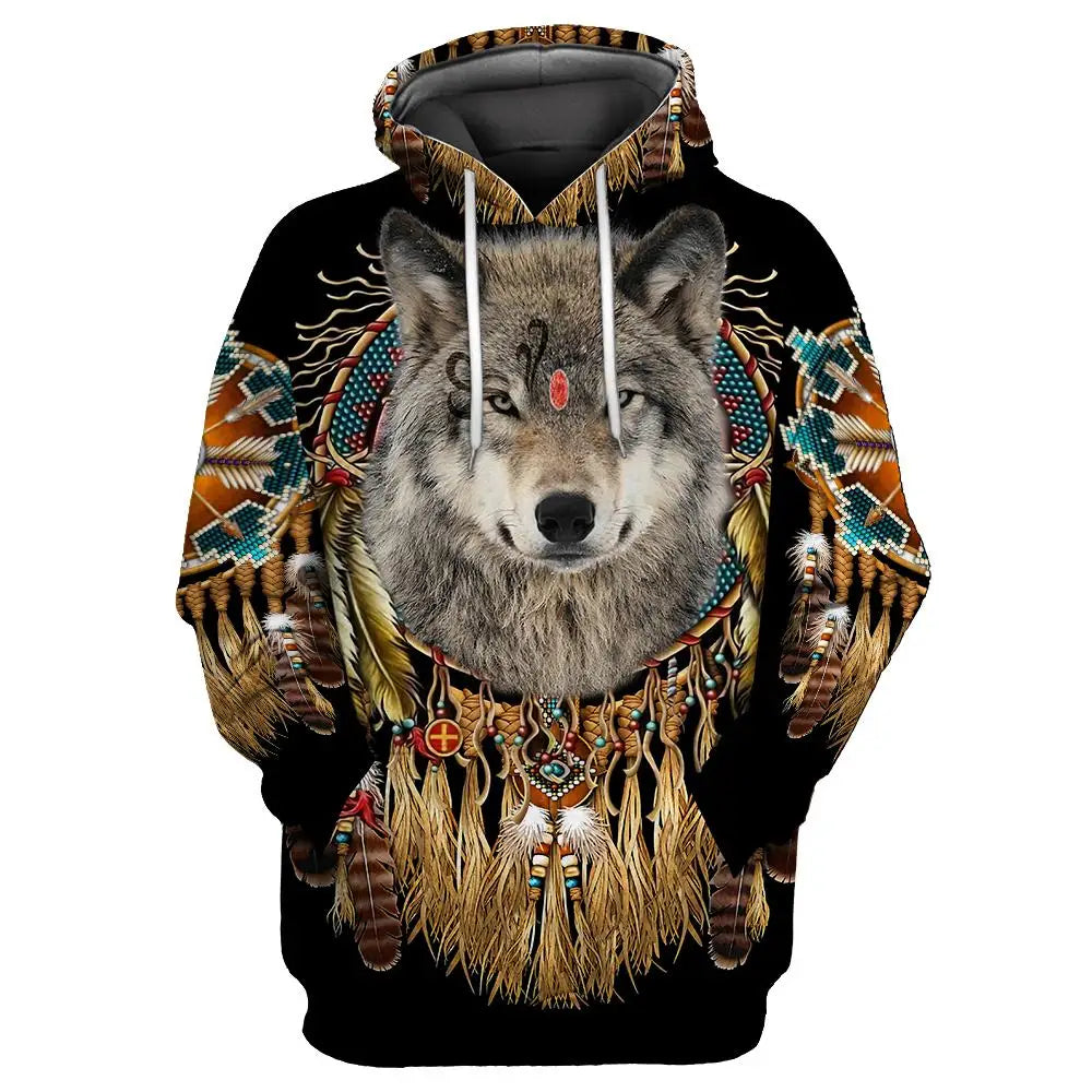 Wolf Printed Hoodies Men 3D Hoodies Brand Sweatshirts Jackets Quality Pullover Fashion Tracksuits Animal Streetwear Out