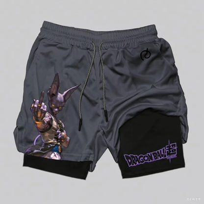 Pantalones cortos de gimnasio de verano de Dragon Ball con Goku, para hombre, de doble capa, 2-in-1 pantalones deportivos, nuevos pantalones de playa con estampado de dibujos animados japoneses de verano