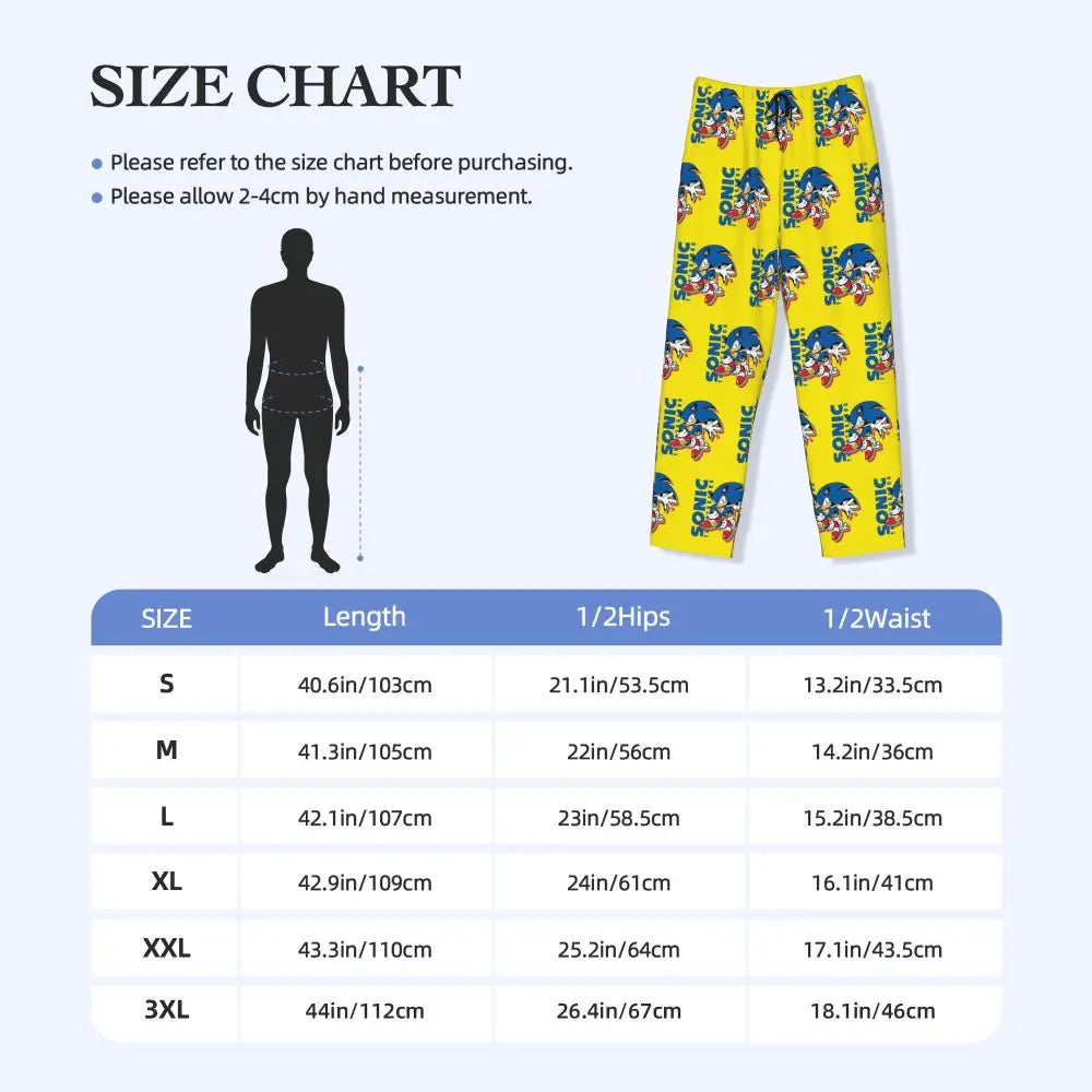 Pantalones de pijama personalizados para hombre con estampado «Soniced», con motivo de erizo, ropa de dormir, pantalones de estar por casa con bolsillos