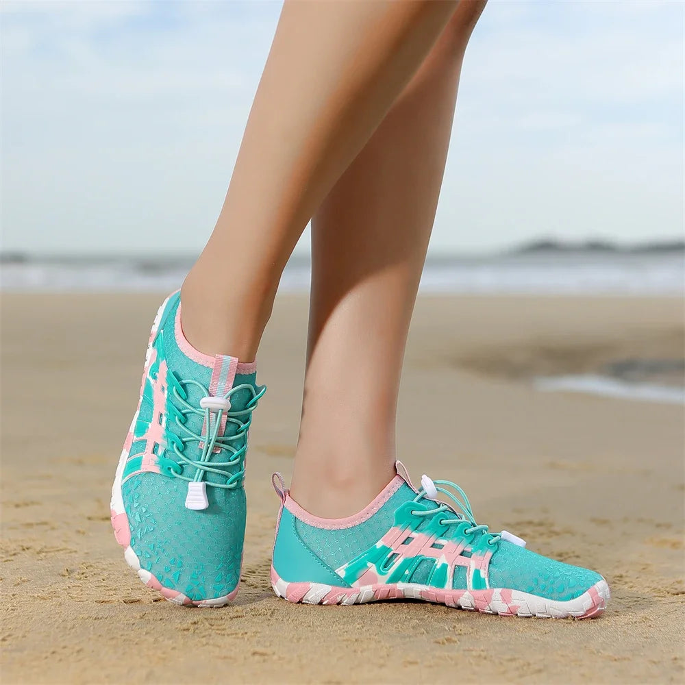 Men's and women's water shoes, upstream wading swimming barefoot five-finger aqua shoes, colorful beach seaside light unisex sneakers new