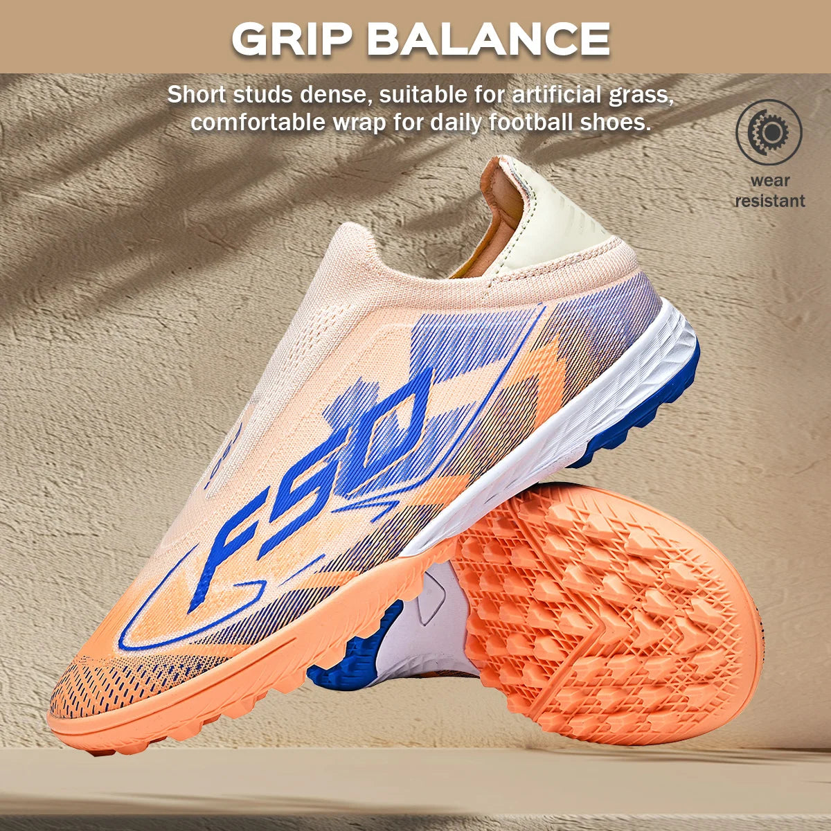 TF Soccer Shoes for Training, Anti-Slip, Wear-Resistant, Firm Grip, Ankle Protection, Lightweight, Comfortable