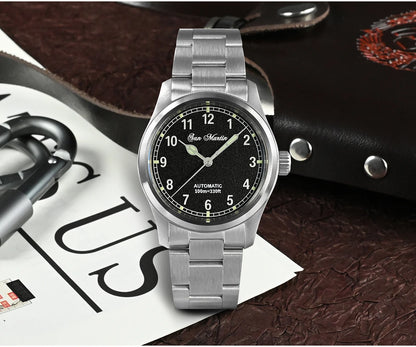 San Martin Simple Men's Watch 37mm Pilot Miyota 8215 Classic Military Explore Automatic Mechanical Watches Waterproof 100m