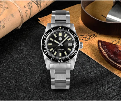 San Martin New 62mas 37mm Diver Men's Watch Classic Luxury Sapphire PT5000 SW200 Automatic Mechanical Watches Date 20Bar Luminous
