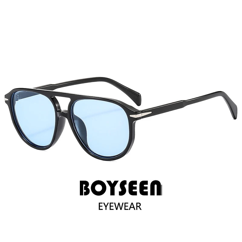 BOYSEEN Beach Sunglasses Man Summer Orange Sun Glasses UV400  Can Do Prescription Glasses Big Frame Blue Eyewear