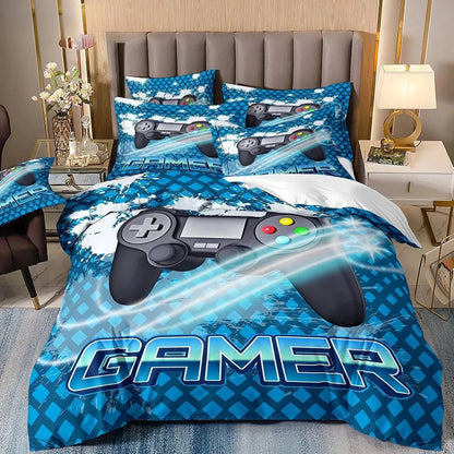 Juegos de cama para niños aficionados a los videojuegos: juego de funda nórdica «Queen» con motivos de videojuegos, juego de cama con diseños de PlayStation para chicos adolescentes