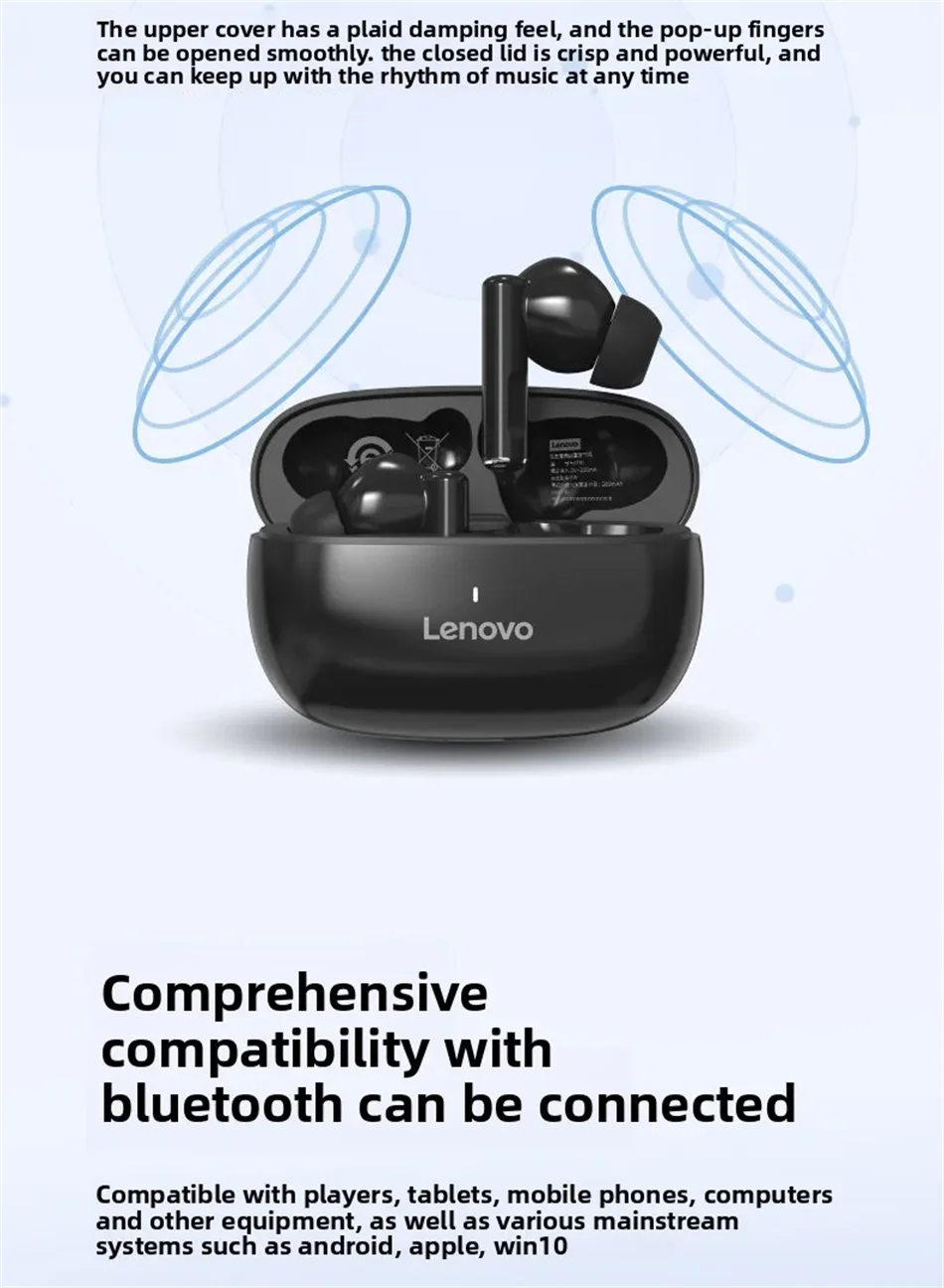 Lenovo TA210 – écouteurs sans fil Bluetooth, microphone intégré, Port de chargement, isolation du bruit, casque confortable sur l'oreille, C, nouveau
