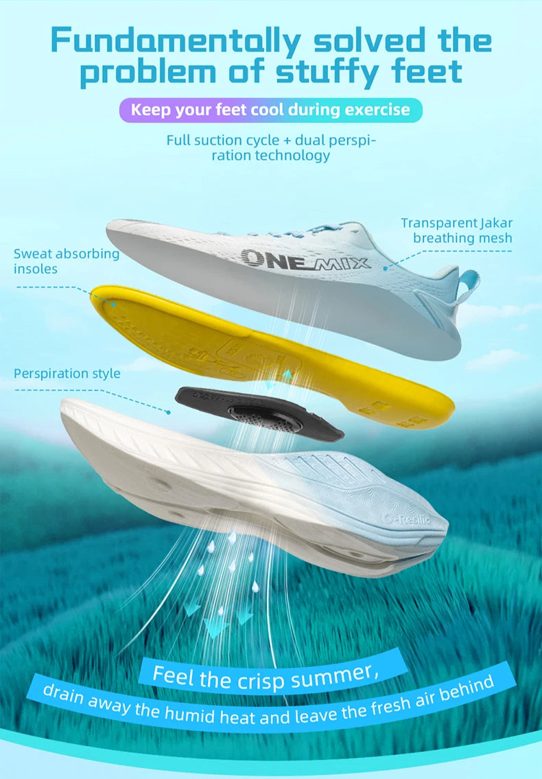 ONEMIX Casual Running Shoes Breathable Summer Jogging Shoes Lightweight Men's and Women's Gym Shoes Outdoor Cushion Sports Shoes
