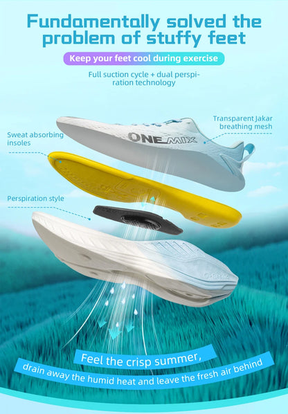ONEMIX Casual Running Shoes Breathable Summer Jogging Shoes Lightweight Men's and Women's Gym Shoes Outdoor Cushion Sports Shoes