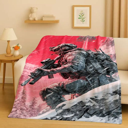 Classic Gun Game Call of Duty COD Ghost Simon Flannel Blanket,Ultra Soft Warm Plush Throw for Home Bedroom Bed Sofa Cover Kid