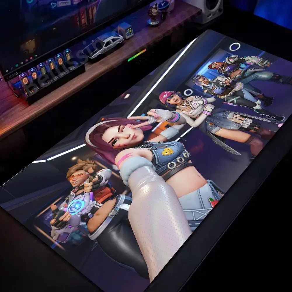 Large Overwatch PC Gamer Cabinet Mouse Pad Cute Pink Keyboard expansion pad Laptop Gaming Accessories Desk Mat Kawaii HD Carpet
