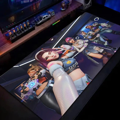 Large Overwatch PC Gamer Cabinet Mouse Pad Cute Pink Keyboard expansion pad Laptop Gaming Accessories Desk Mat Kawaii HD Carpet