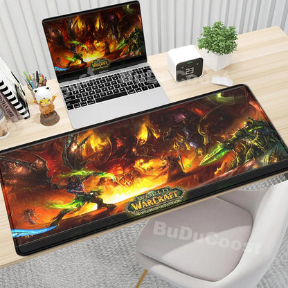 Anime World of Warcraft Podkładka na biurko Podkładka pod mysz do gier Akcesoria komputerowe XXL Podkładka z zapięciem na krawędzi Klawiatura Dywanik pod mysz dla graczy Podkładki biurowe