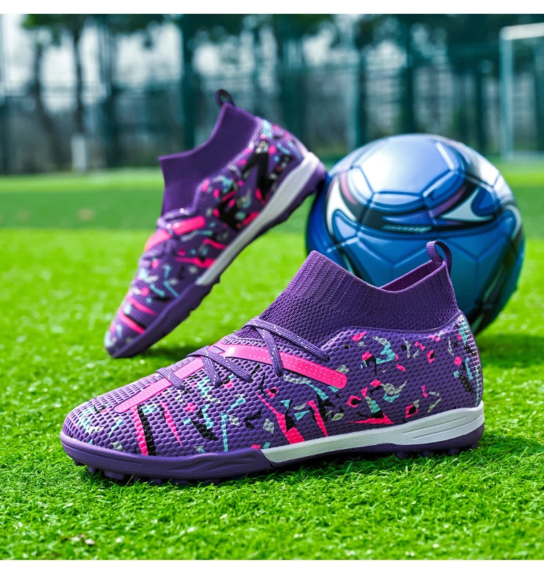 LiXingMing Football Boots Men White Professional High-Tops Soccer Society Cleats Football Shoes Non-Slip Match Training Sneakers
