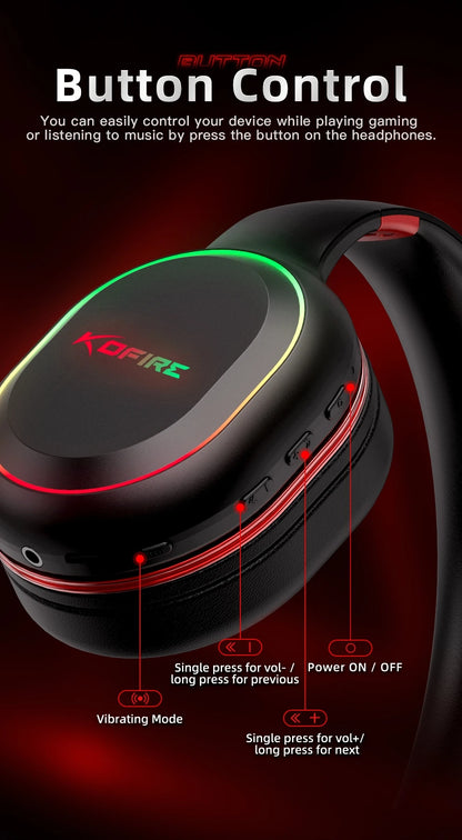 Kofire UG-05 Wireless Gaming Headset with Mic, RGB Lights, 2.4G Bluetooth 5.0 Gaming Headphones for PS5 PS4 PC Switch