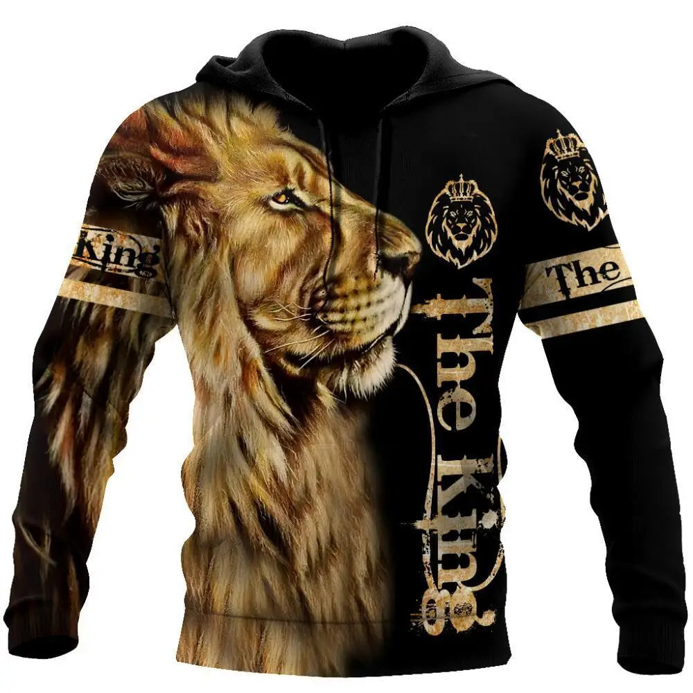 Moda Otoño: sudaderas con capucha con estampado de león y lobo, piel de tigre blanco en 3D por toda la prenda, sudadera de hombre, chaqueta unisex con cremallera, chaqueta informal