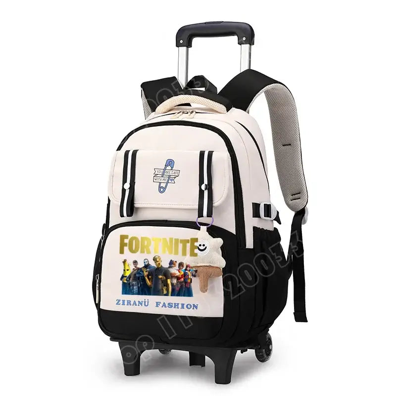 Fortnite Student Rolling Backpack Large Capacity Waterproof Lightweight Design Minimalist Laptop School Bag Casual Travel Bag