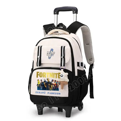 Fortnite Student Rolling Backpack Large Capacity Waterproof Lightweight Design Minimalist Laptop School Bag Casual Travel Bag