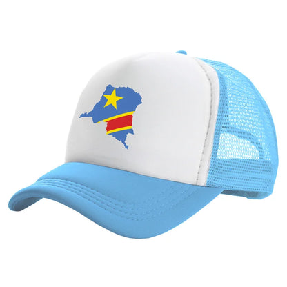Casquette de camionneur pour homme « Congo démocratique » Casquette de la République démocratique du Congo Casquette de baseball Casquettes unisexes en maille aérée pour l'été