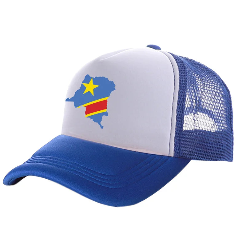 Casquette de camionneur pour homme « Congo démocratique » Casquette de la République démocratique du Congo Casquette de baseball Casquettes unisexes en maille aérée pour l'été