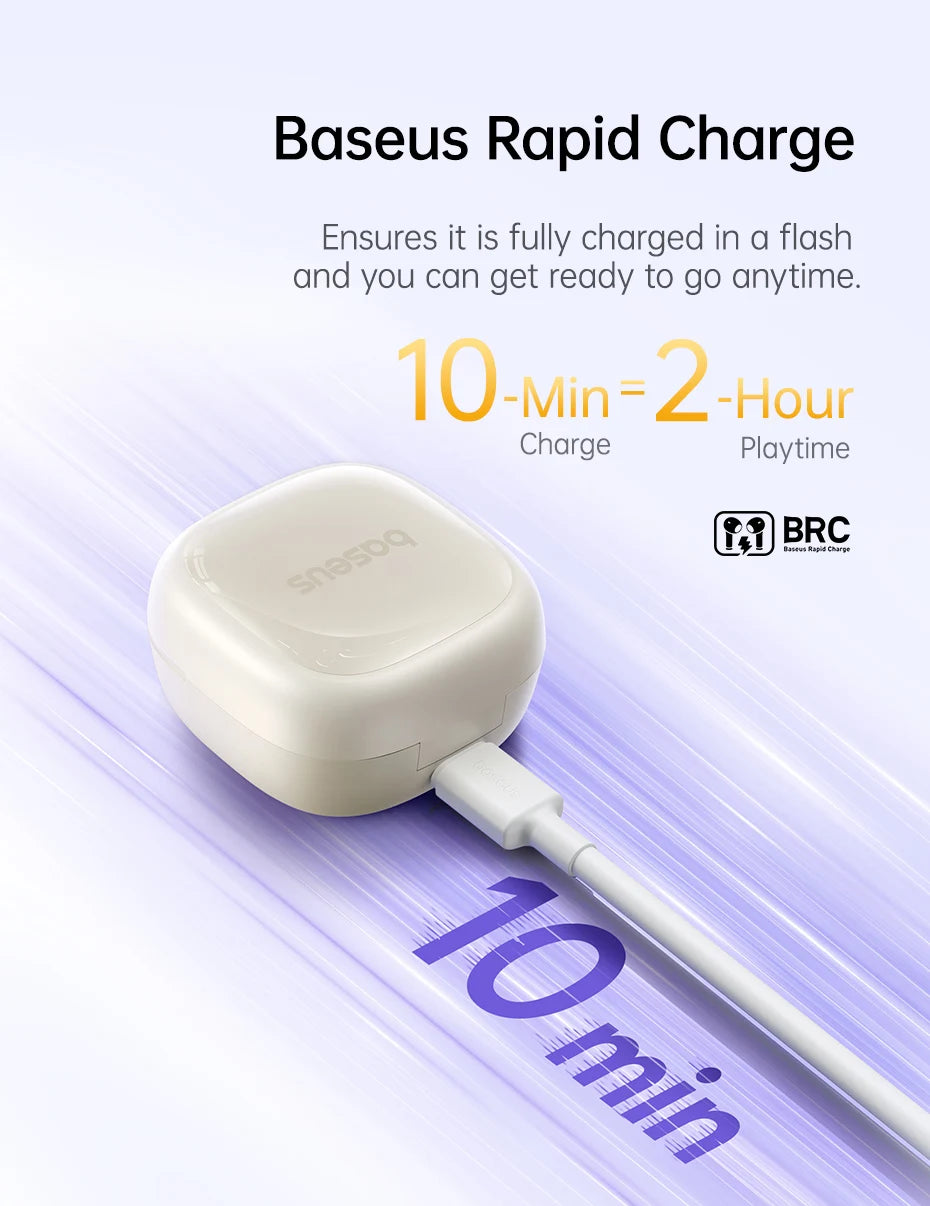 Baseus Bass BD1 Wireless Bluetooth 5.4 Earbuds – Mini Bean TWS Earphones, 35H Playtime, IP55 Waterproof Sports Headphones with Deep Bass & Low Latency