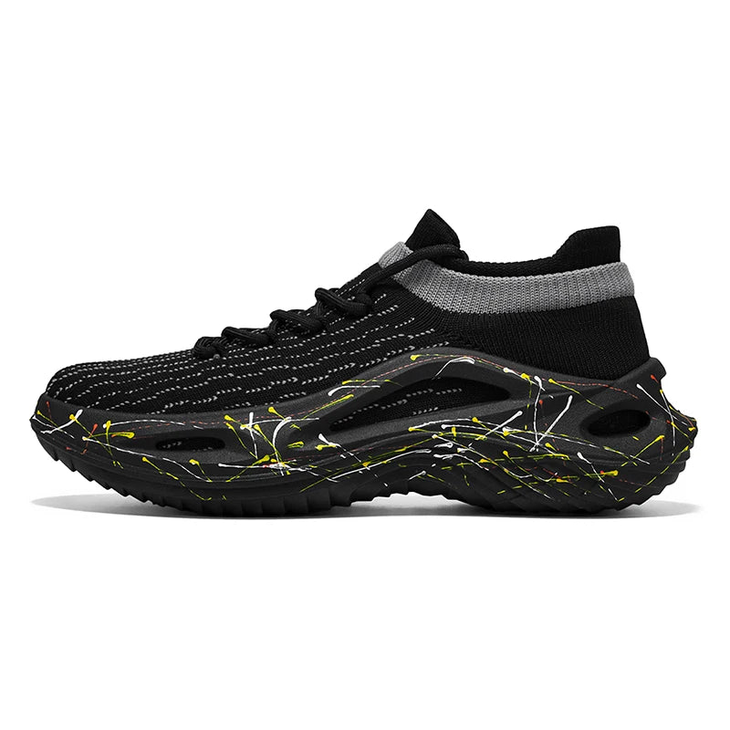 Sapatilhas desportivas para homem em malha leve e macia, sola espessa antiderrapante, estilo ténis, nova moda de primavera, com atacadores, para fitness ao ar livre e corrida