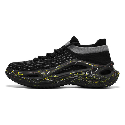 Sapatilhas desportivas para homem em malha leve e macia, sola espessa antiderrapante, estilo ténis, nova moda de primavera, com atacadores, para fitness ao ar livre e corrida