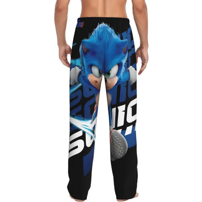 Pantalones de pijama personalizados para hombre con estampado «Soniced», con motivo de erizo, ropa de dormir, pantalones de estar por casa con bolsillos