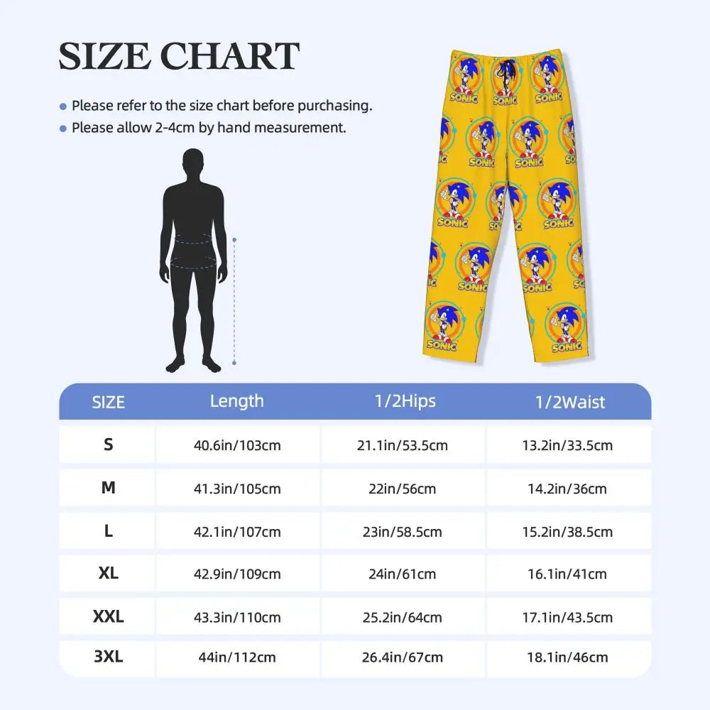 Pantalones de pijama personalizados para hombre con estampado «Soniced», con motivo de erizo, ropa de dormir, pantalones de estar por casa con bolsillos