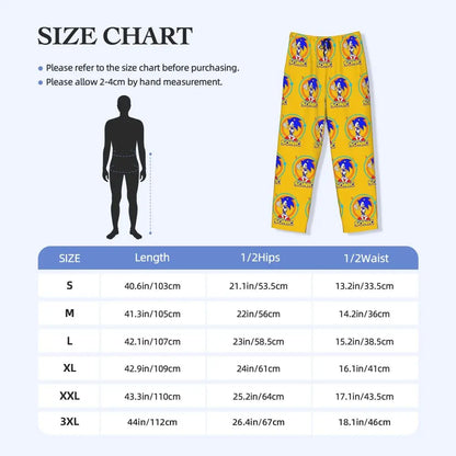Pantalones de pijama personalizados para hombre con estampado «Soniced», con motivo de erizo, ropa de dormir, pantalones de estar por casa con bolsillos