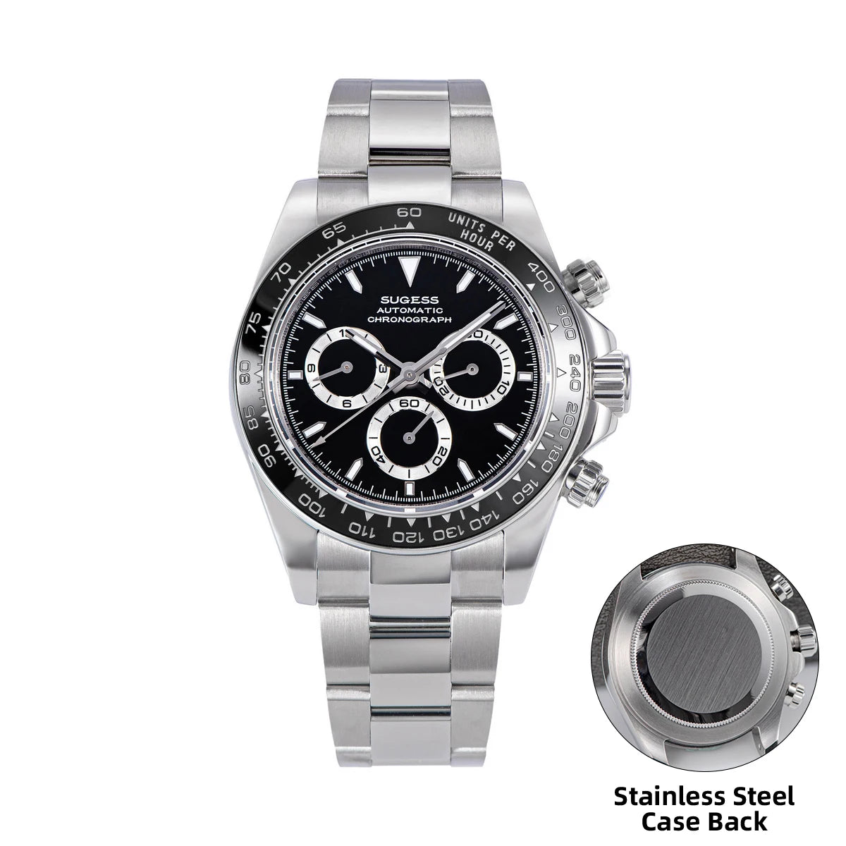 Sugess Diving Men's Watch Panda Automatic Mechanical Chronograph Peacock SL4801 Movement Wristwatch Waterproof Ceramic Bezel New