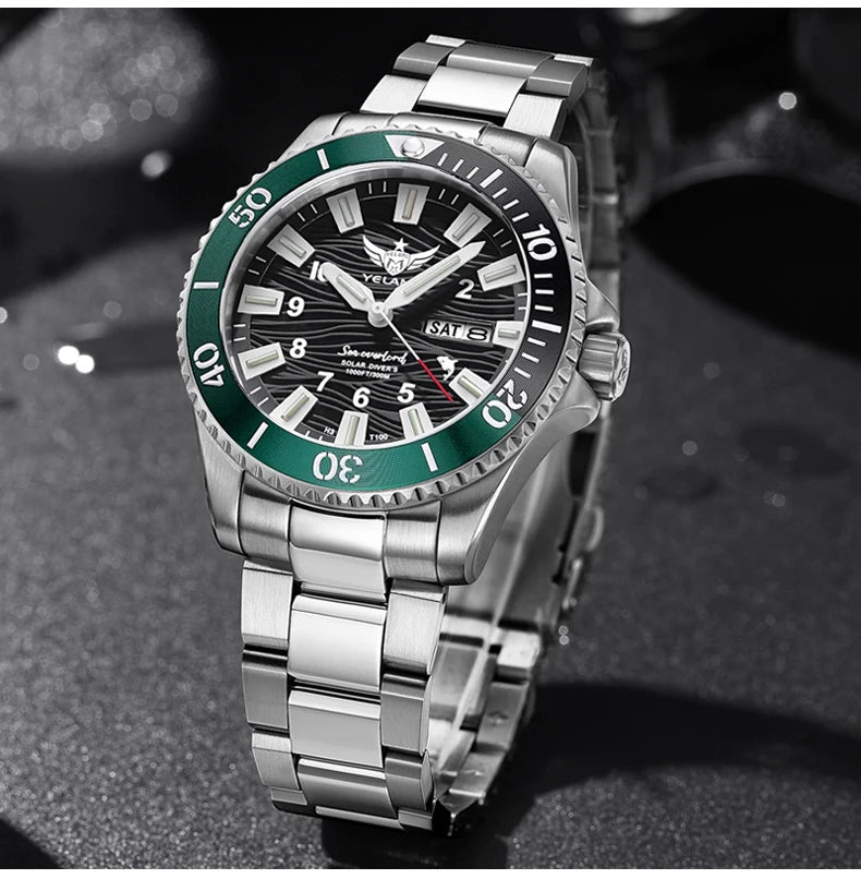 Yelang V1217 300m Diving Solar Watch Japan VS43 Swiss Super Luminous Water Ghost Waterproof Top Sapphire Aluminum Bezel Reloj