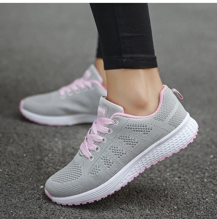 Women's Sneakers 2025 New Fashion Breathable Trainers, Comfortable Sneakers Mesh Fabric Lace-Up, Women's Tennis Shoes