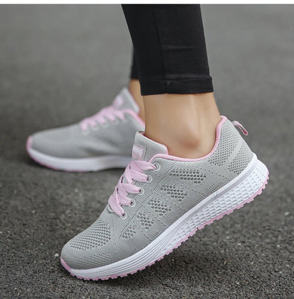 Women's Sneakers 2025 New Fashion Breathable Trainers, Comfortable Sneakers Mesh Fabric Lace-Up, Women's Tennis Shoes