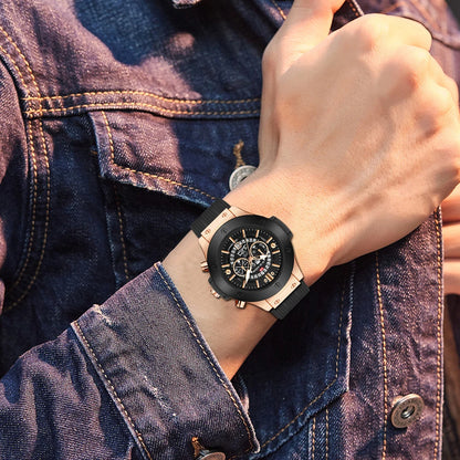 Herenhorloge Luxe Sport Siliconenband Japans uurwerk Kalender Kwarts Waterdicht horloge Relogio Masculino