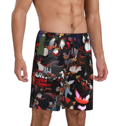 Pantalones cortos de pijama personalizados de Sonic the Hedgehog para hombre, para dormir y estar por casa