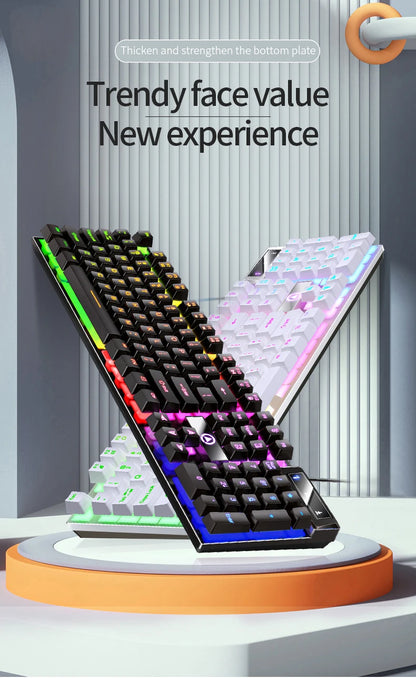 Wired USB Gaming Keyboard with Backlight, 104 Key Gamer Keyboard for Computer/Laptop/PC, Ergonomic Design, Office Gaming Accessory