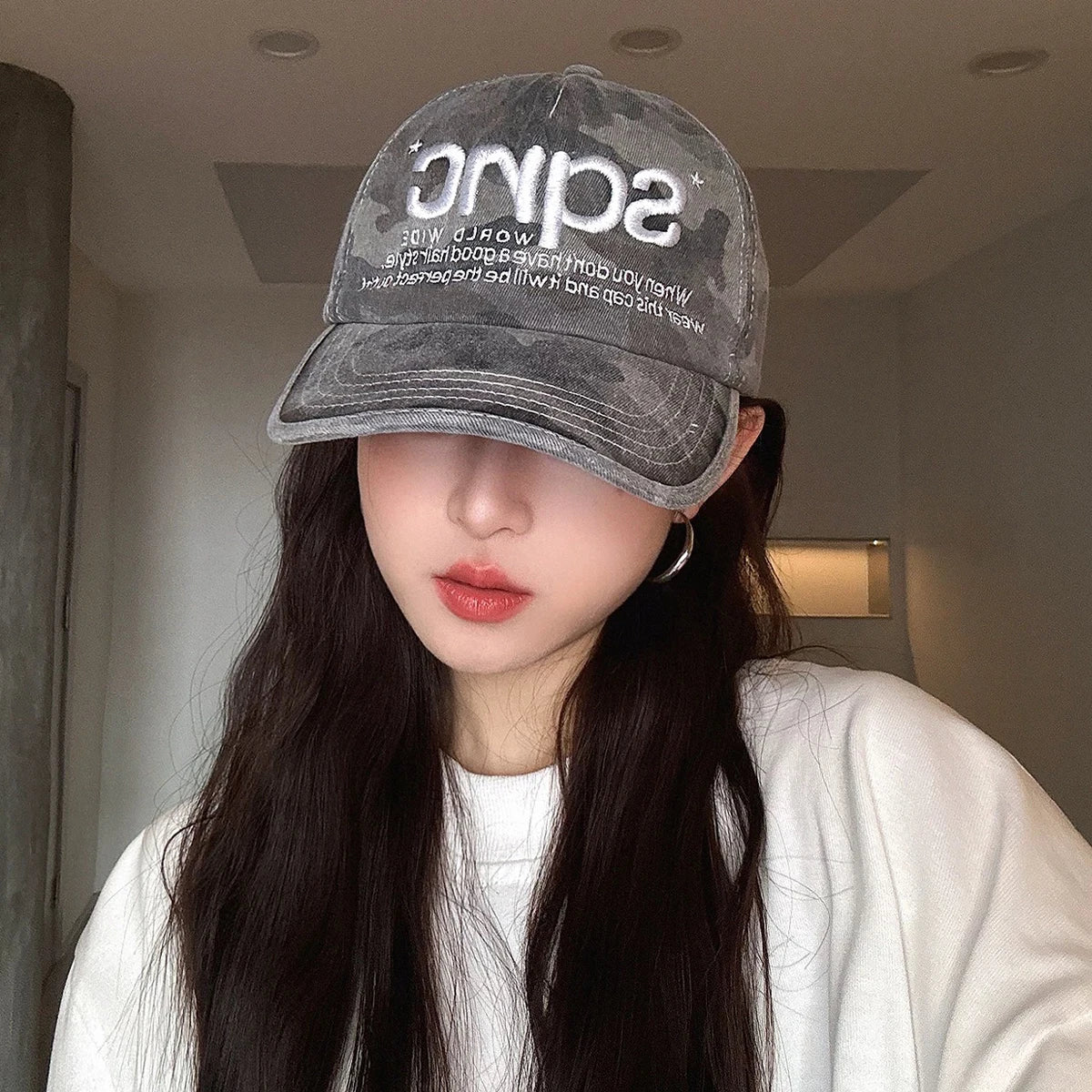 American Style CAMO Letter Embroidery Baseball Hats New Unisex Breathable Hip Hop Sunshade Versatile Niche Fashion Peaked Caps
