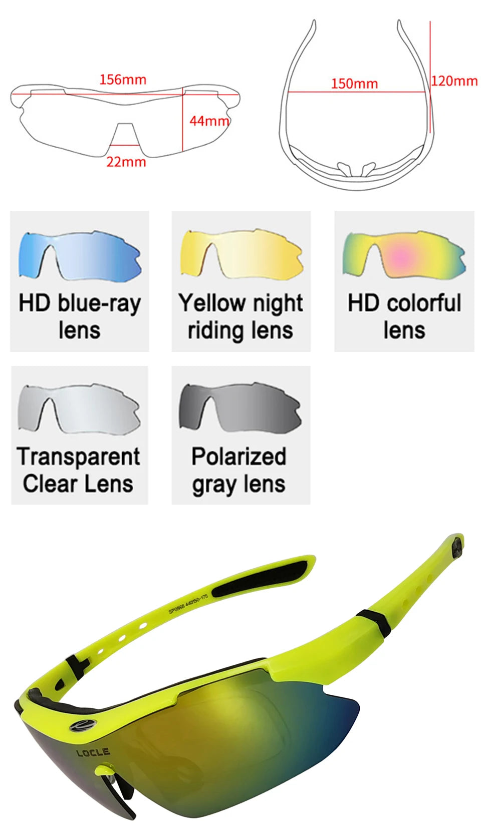 Ochelari de ciclism LOCLE UV400 polarizați pentru bărbați – pentru șosea, MTB, biciclete, pescuit, călărie – ochelari de protecție pentru ciclism