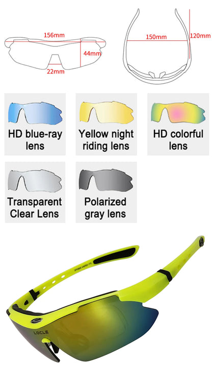 Ochelari de ciclism LOCLE UV400 polarizați pentru bărbați – pentru șosea, MTB, biciclete, pescuit, călărie – ochelari de protecție pentru ciclism