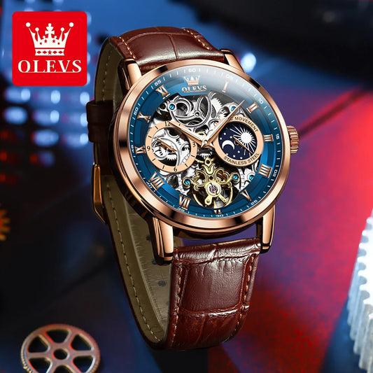 Montre mécanique automatique squelette pour homme en acier inoxydable Case Shape: Round Case