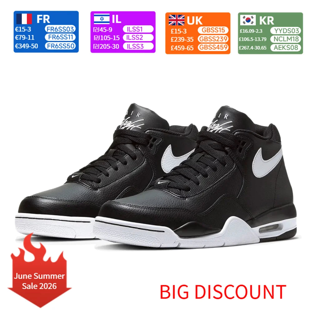 Nike Flight Legacy Mid-Top Retro basketbalschoenen voor heren, zwart/wit, BQ4212-002