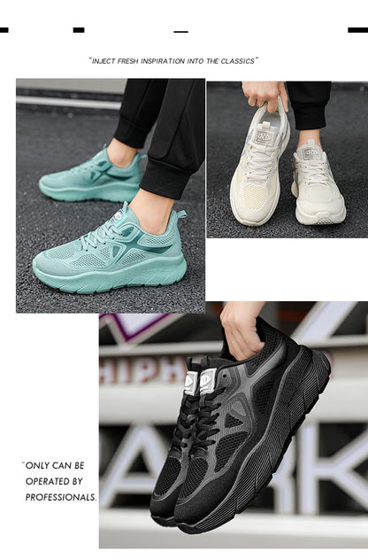 Fashion Platform Men's Running Shoes Trendy Casual Knit Breathable Orange Sneakers Men Outdoor Sports Non-slip Jogging Shoes Man