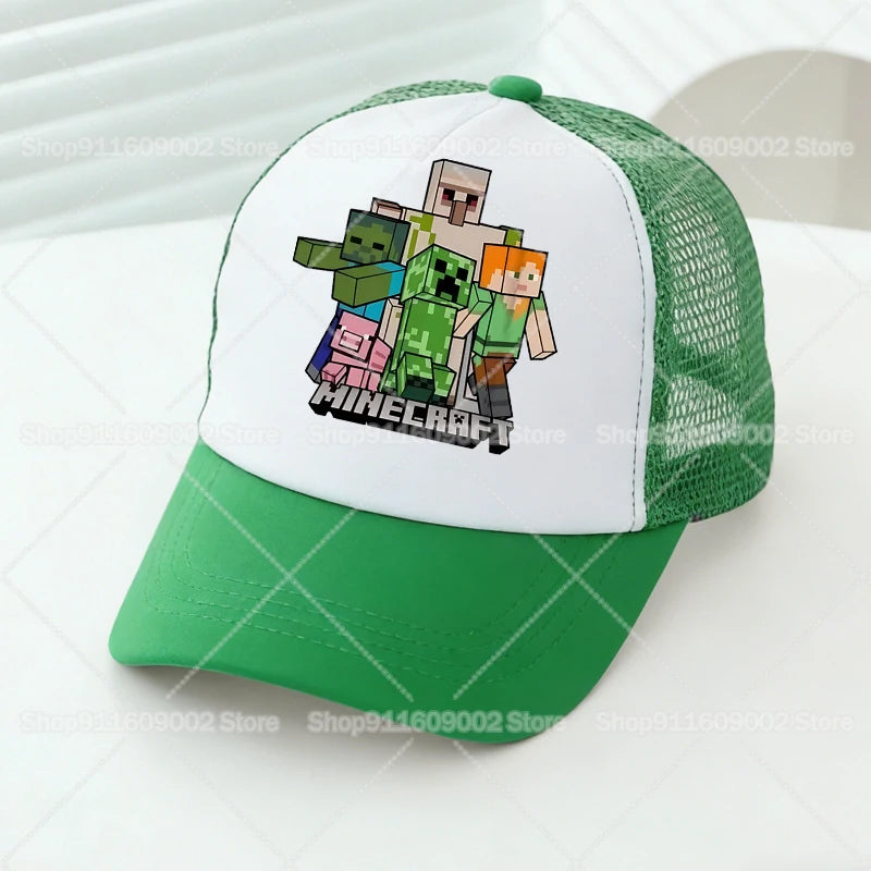 Minecrafted Mesh Baseball Caps Cartoon Figures Adult Children Sports Hats Boys Girls Summer Outdoor Sunshade Peaked Caps Gift