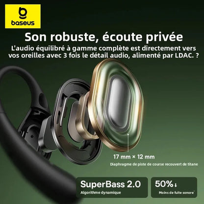 Baseus Eli Sport 2 avoimetyyppiset langattomat kuulokkeet, Bluetooth 6.0, OWS-kuulokkeet, korkean resoluution ääni LDAC-tuella, OWS-kuulokkeet, korvakoukulla varustetut urheilukuulokkeet