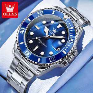 OLEVS 5885 Men’s Watch 41mm Quartz Stainless Steel Waterproof Wristwatch with Date Display  Luxury Business Casual Watch for Men