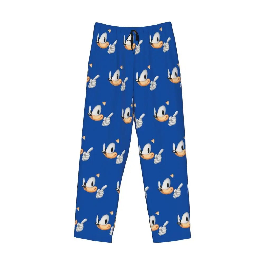 Pantalones de pijama personalizados para hombre con estampado «Soniced», con motivo de erizo, ropa de dormir, pantalones de estar por casa con bolsillos
