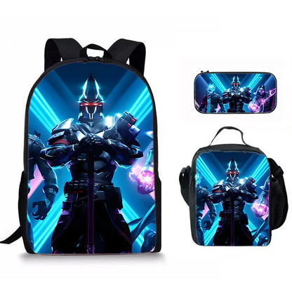 Fortnite Anime Character New Backpacks Cartoon Battle Royale Student 3-piece Set Book Bag Meal Box Pen Bag Anime Gifts