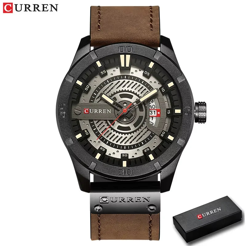 Luxe horlogemerk CURREN: militaire sporthorloges voor heren, quartzhorloge met datum, casual leren polshorloge voor heren, Relogio Masculino
